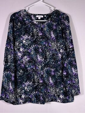 NWT Chico's Zenergy Abstract Print Long-Sleeve Soft Brushed Scattered Top Large